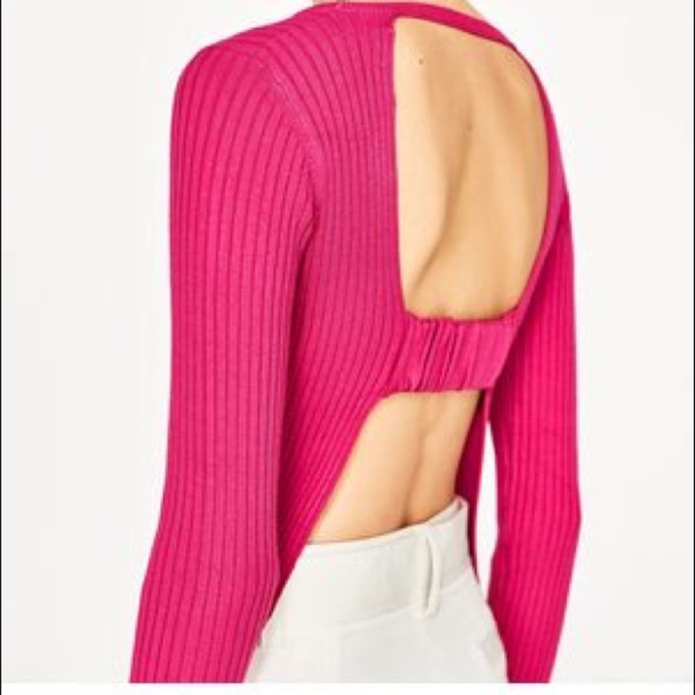 Zara Knit Ribbed Top with Open Back